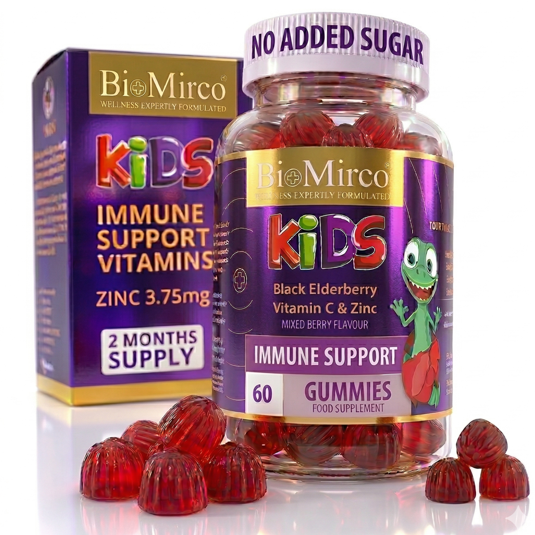 Kids Black Elderberry, Vitamin C & Zinc Gummies - Triple Immune Support