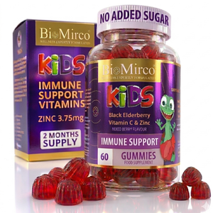 Kids Black Elderberry, Vitamin C & Zinc Gummies - Triple Immune Support