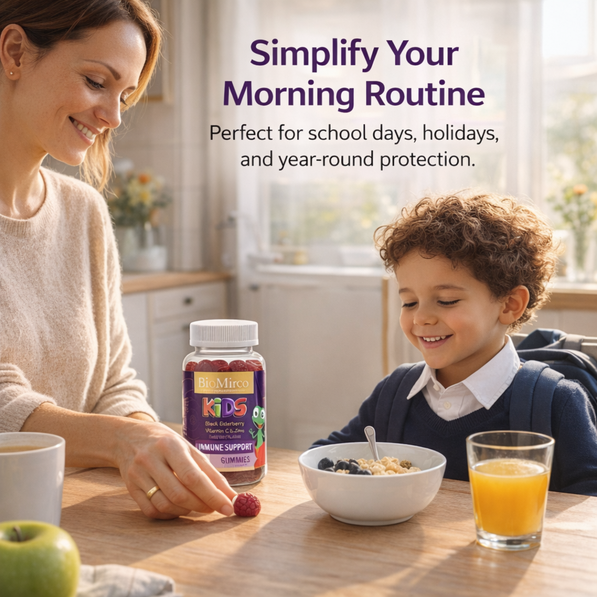 Kids Black Elderberry, Vitamin C & Zinc Gummies - Triple Immune Support