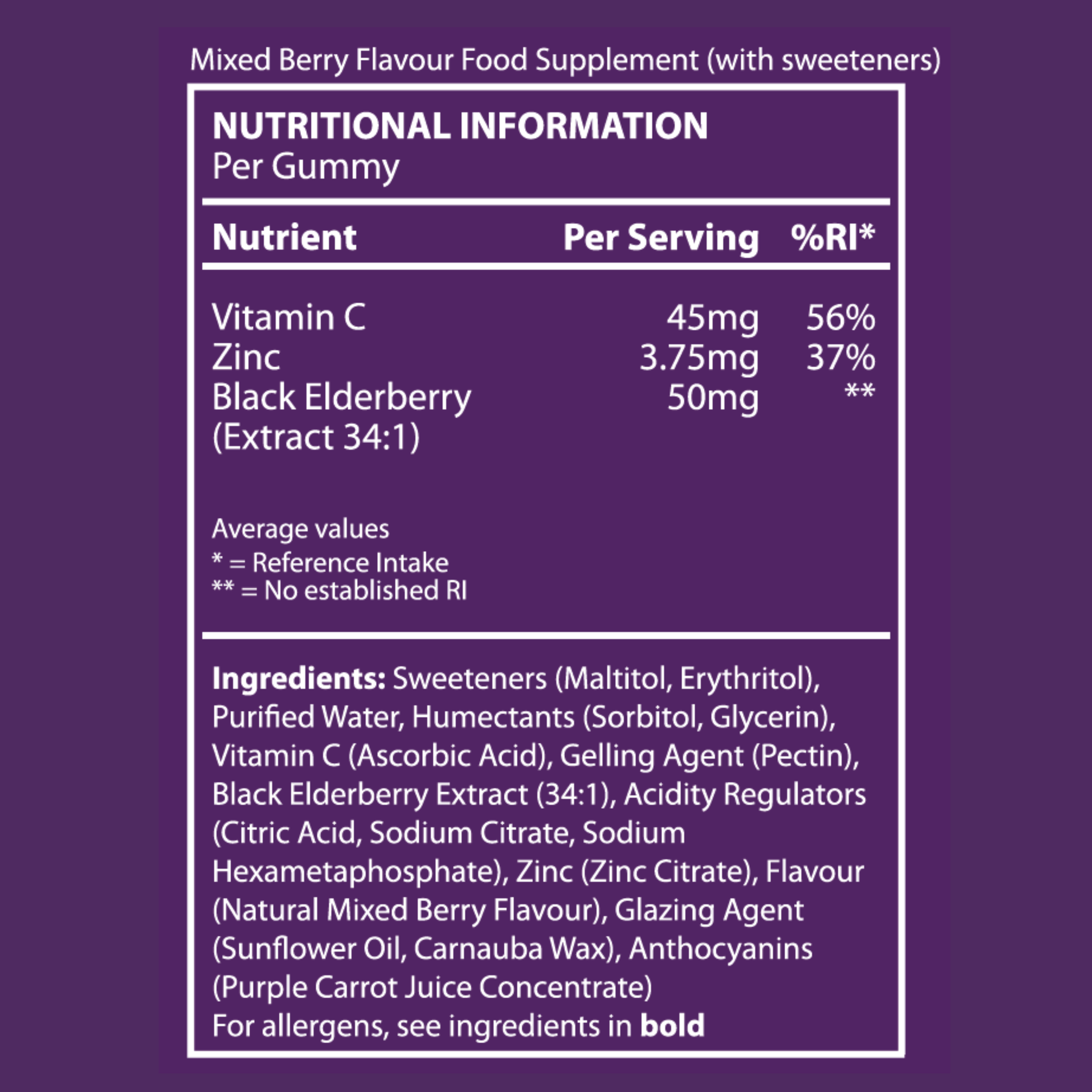 Kids Black Elderberry, Vitamin C & Zinc Gummies - Triple Immune Support