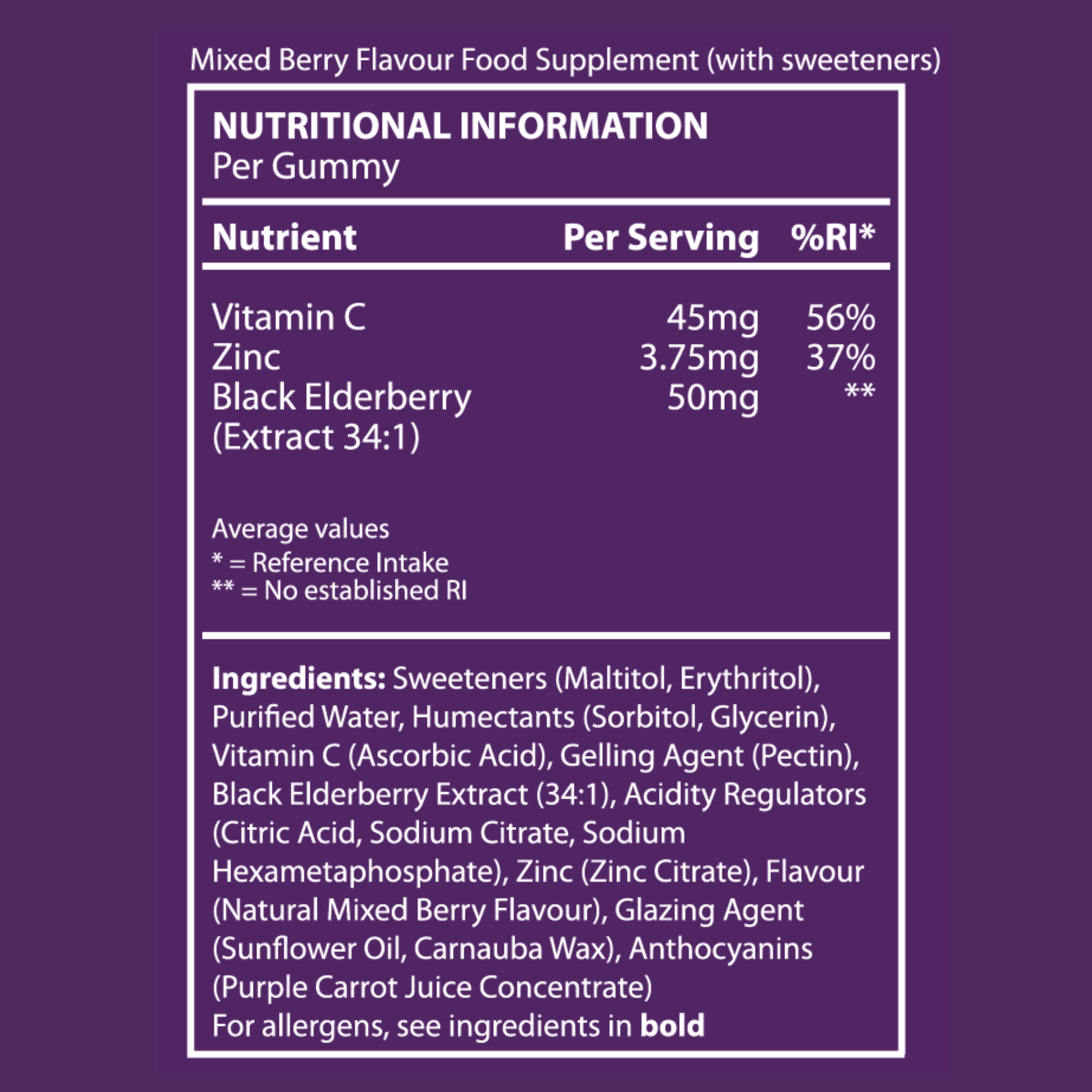 Kids Black Elderberry, Vitamin C & Zinc Gummies - Triple Immune Support