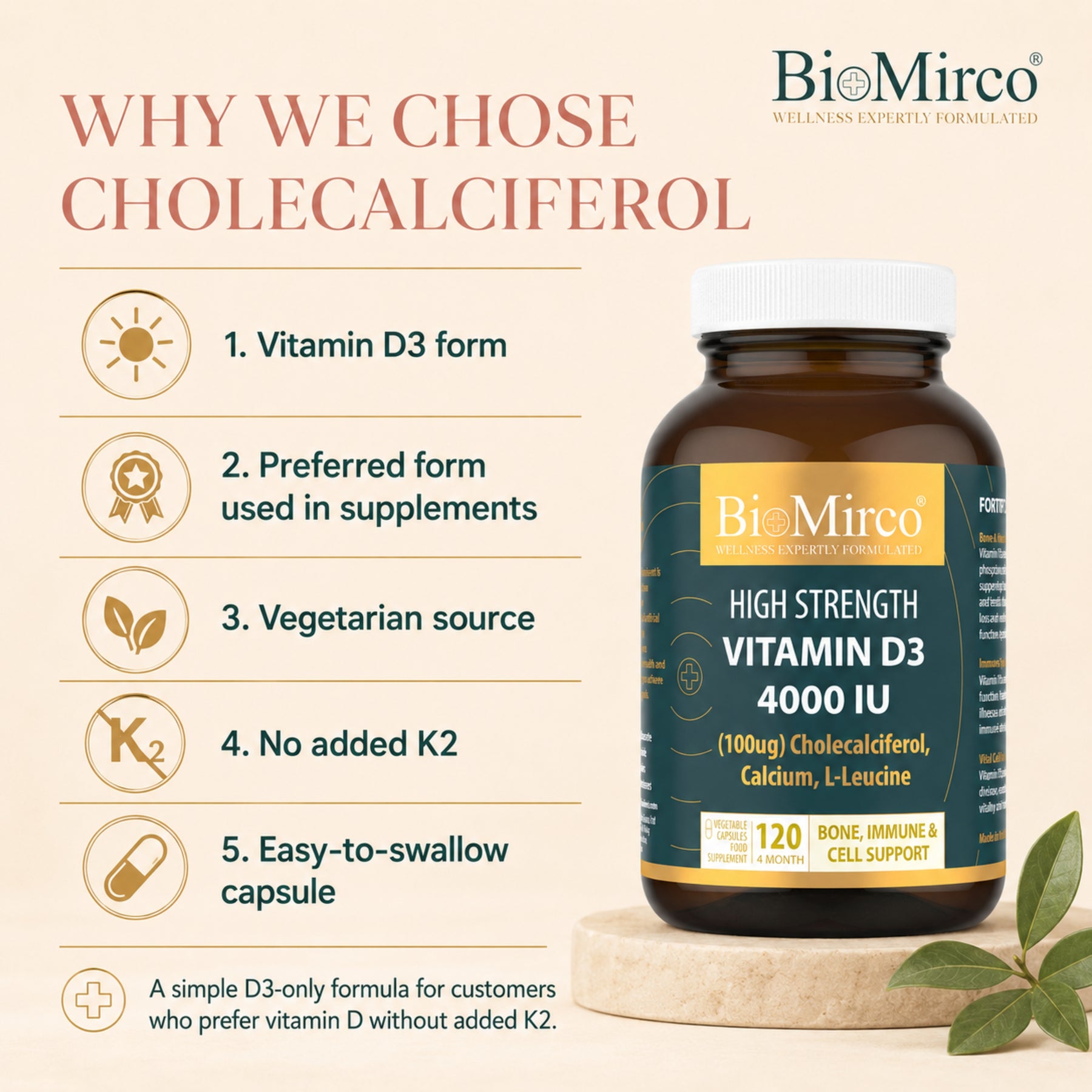 High Strength Vitamin D3 4000IU - Vegetarian