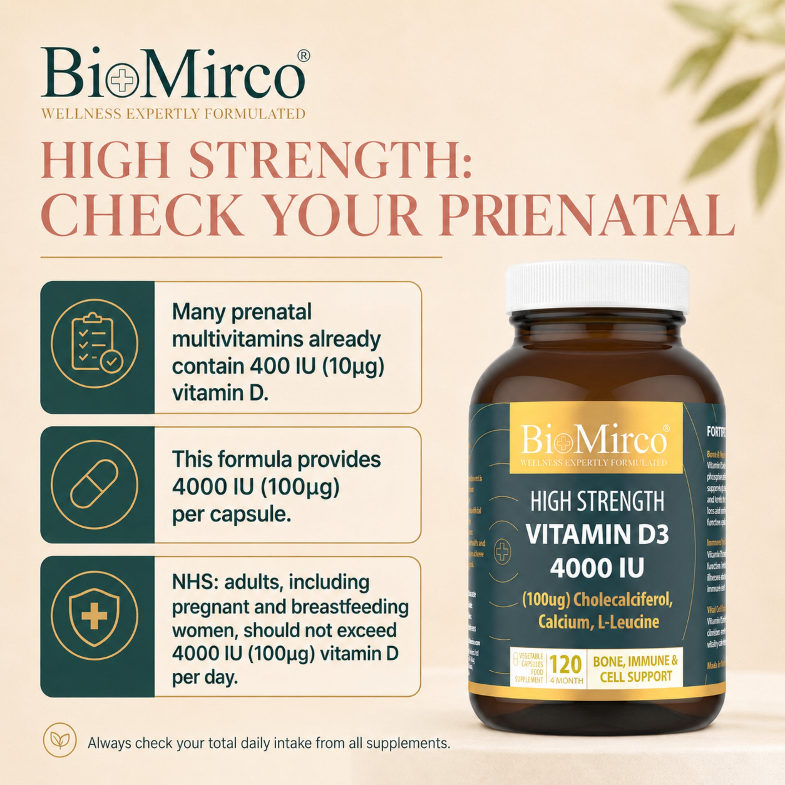 High Strength Vitamin D3 4000IU - Vegetarian