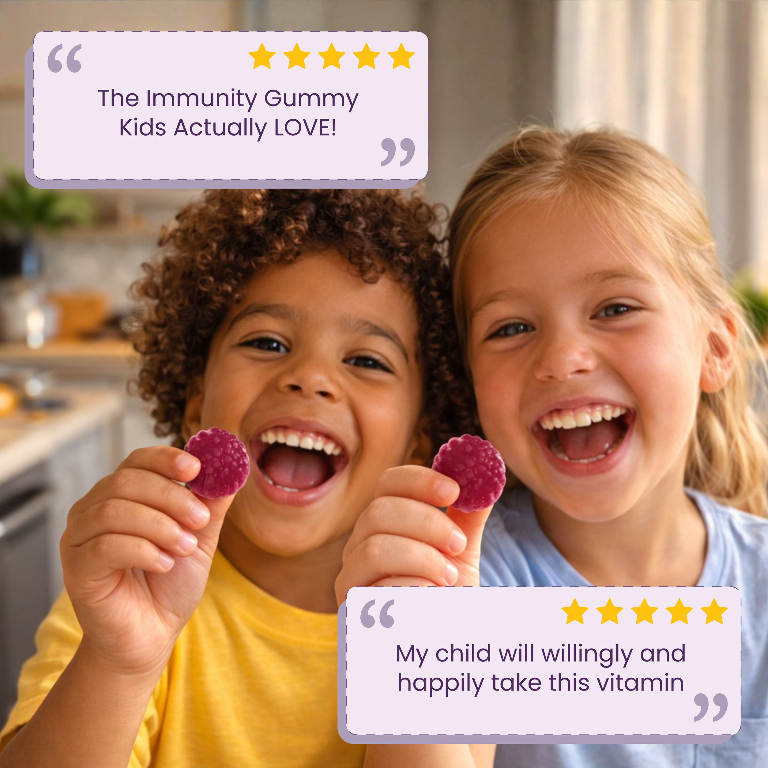 Kids Black Elderberry, Vitamin C & Zinc Gummies - Triple Immune Support