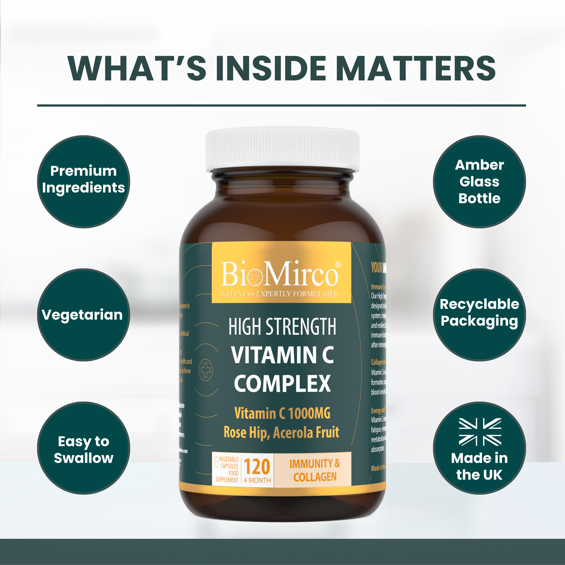 High Strength Vitamin C Complex - With Rose Hip & Acerola